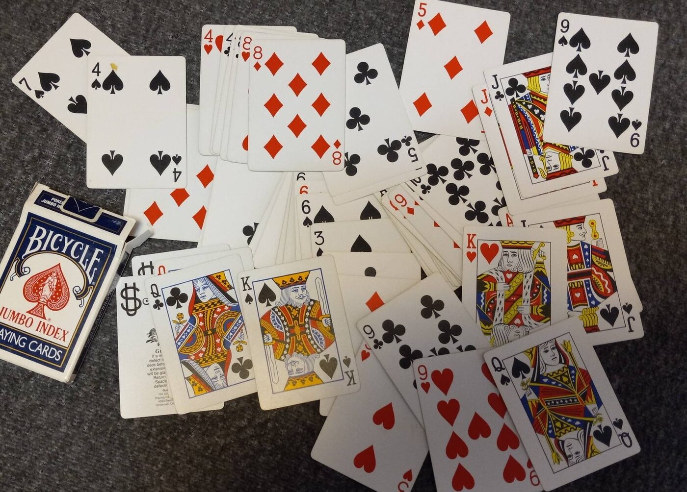 Playing cards dealt on a table